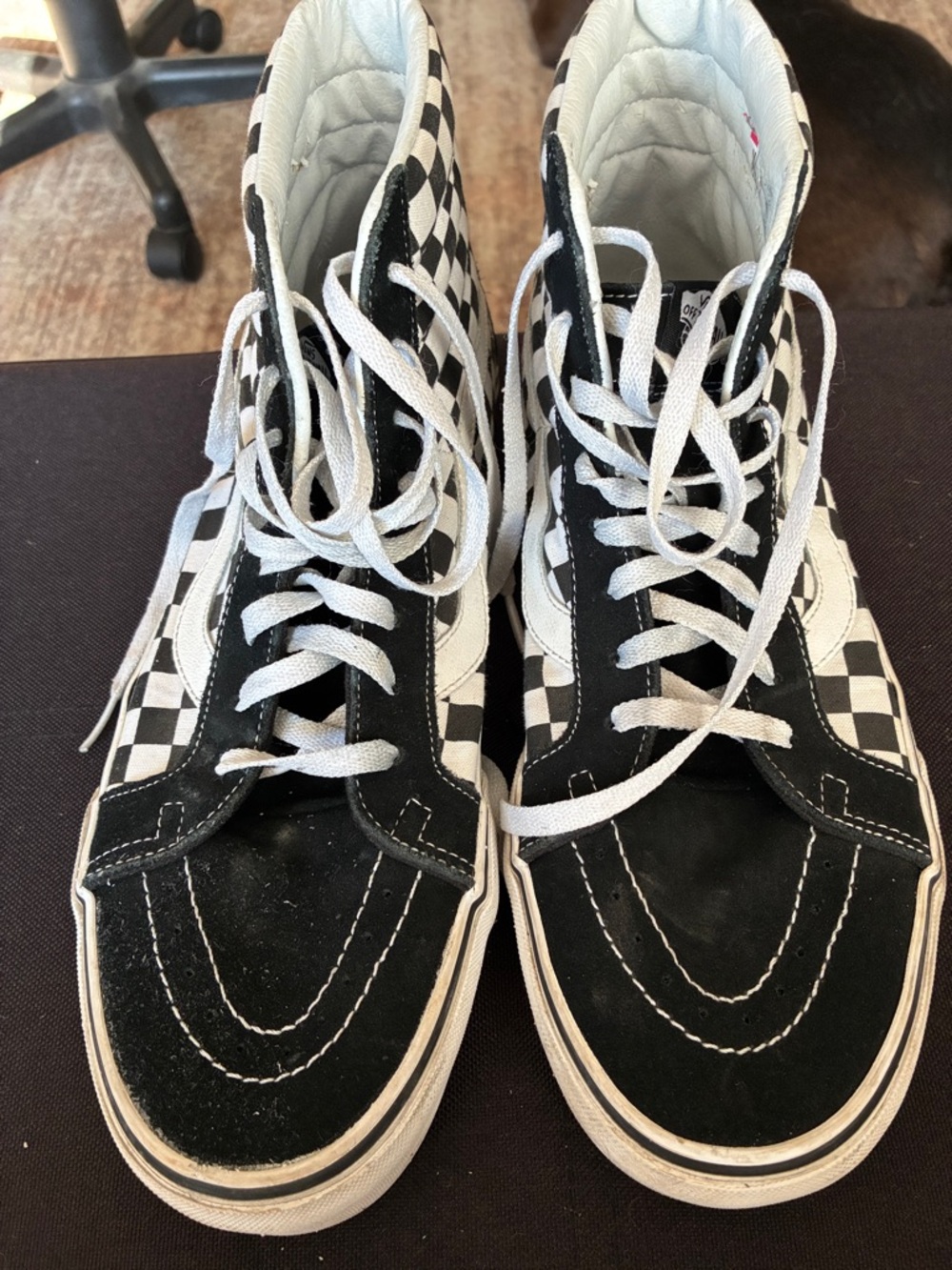 Vans Black White Checkerboard Sk8-Hi High-Top Sneakers